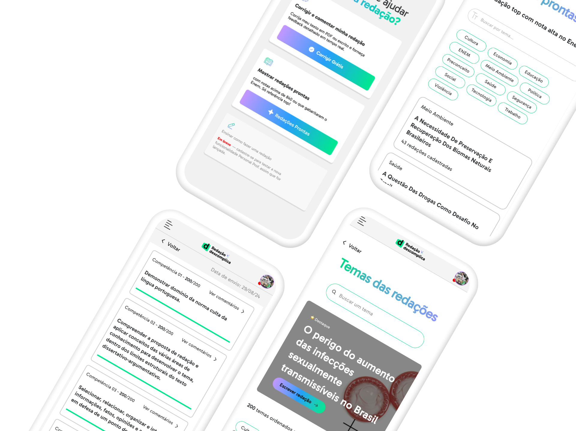 Mockups do aplicativo